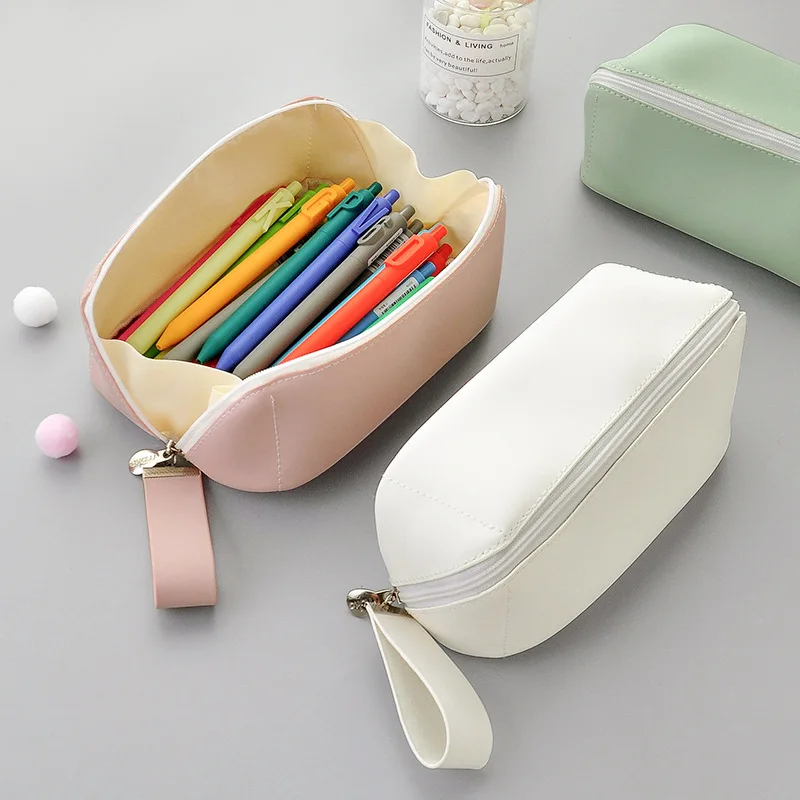 

Creative PU Large Capacity Pencil Bag Stationery Holder Pen Case Kawaii Bag Zipper Pencil Pouch Student School Supplies