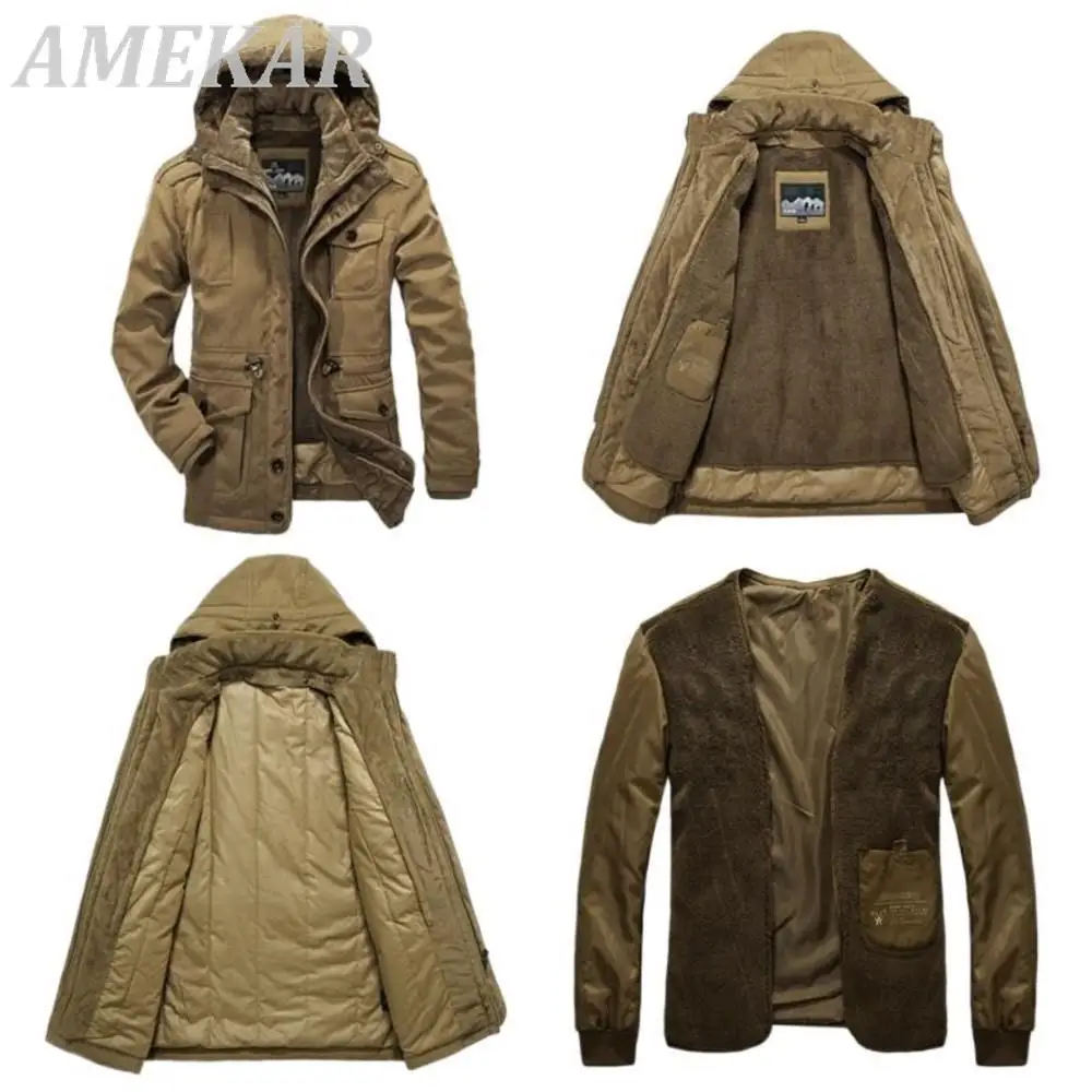 2022 Parker Coat Casual Classic Winter Jacket Men's Windproof Warm Hooded Coat Fashion Outer Coat Men's Plush Thickening Warmth