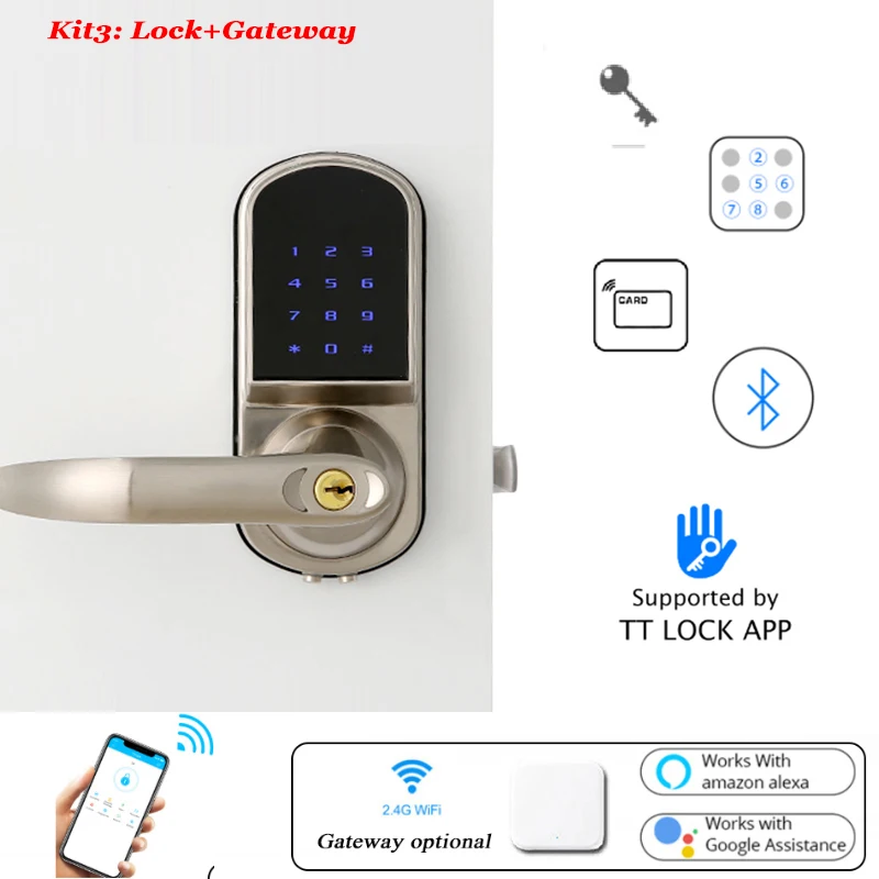 Умный дверной замок с Bluetooth электронный без ключа цифровой клавиатурой Wi-Fi и