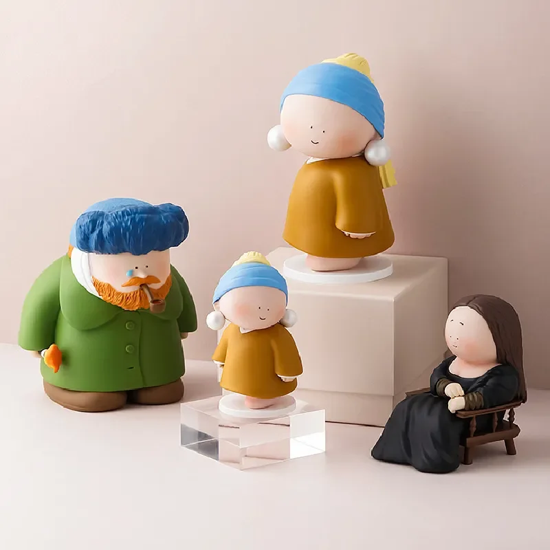 

Artist Figurine Cute Cartoon Character Model Van Gogh Mona Lisa Home Living Room Desktop Decoration Decoration