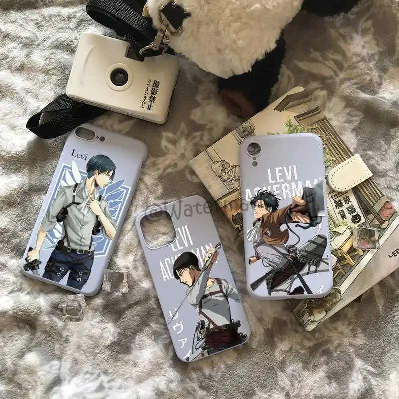 

Anime Attack On Titan Levi Ackerman Phone Case For IPhone 13 12 11 Pro Max Xs 6 6s 7 8 Plus Xr X Light Blue Candy Colors Coque