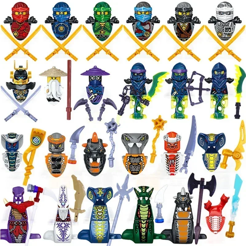 24-детали аниме-персонажи, фигурки ниндзя, Garmadon Jay Lloyd Samukai Cole Harumi, ультрафиолетовая пиро-змея, строительные блоки, детские игрушки (art.: 3920cf307cfe6) - 3920cf307cfe6