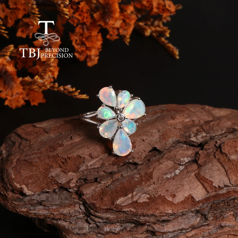 Женское кольцо с натуральным эфиопским опалом 3 62 карата из серебра 925 пробы