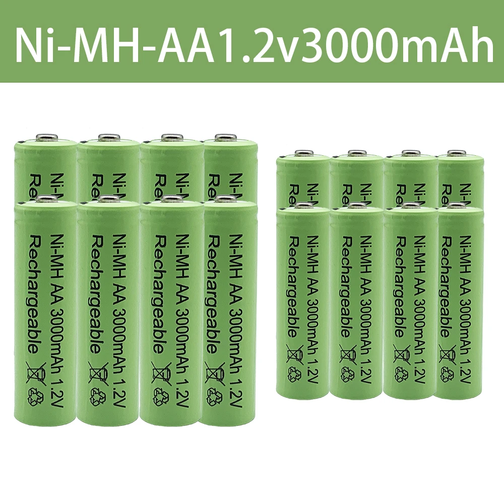 

100% 1,2V 3000 mAh NI MH AA Pre-cargado bateras recargables NI-MH recargable AA batera para juguetes micrfono de la cmara
