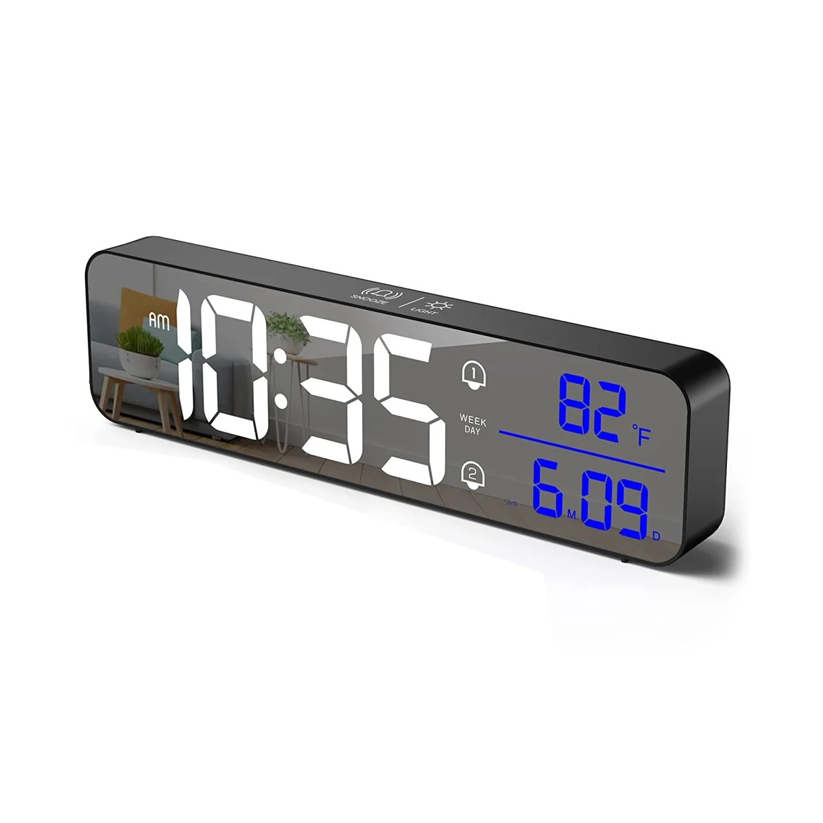 For Bedrooms, Digital Day Calendar Clock, Chargable Desk Digital Clock, Snooze Mode, Custom Brightness