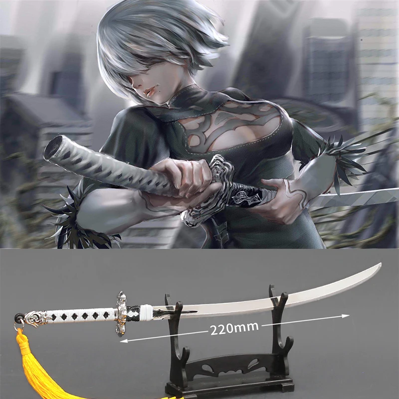 

22cm White Contract Sword NieR:Automata Full Metal Weapons Model Game Peripherals Home Decoration Crafts Doll Equipment for Male