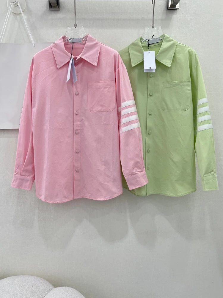 

Женские рубашки TB THOM, корейская мода, полосатые рубашки с длинными рукавами и вышивкой в виде милого щенка, повседневные рубашки из ткани Оксфорд, оптовая продажа