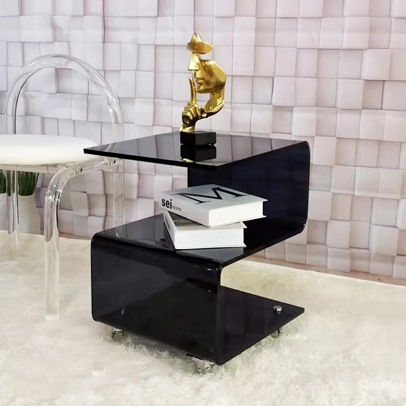 

Ins Rolling S-образная прозрачная акриловая мебель, журнальный столик из оргстекла, подвижный Угловой Столик