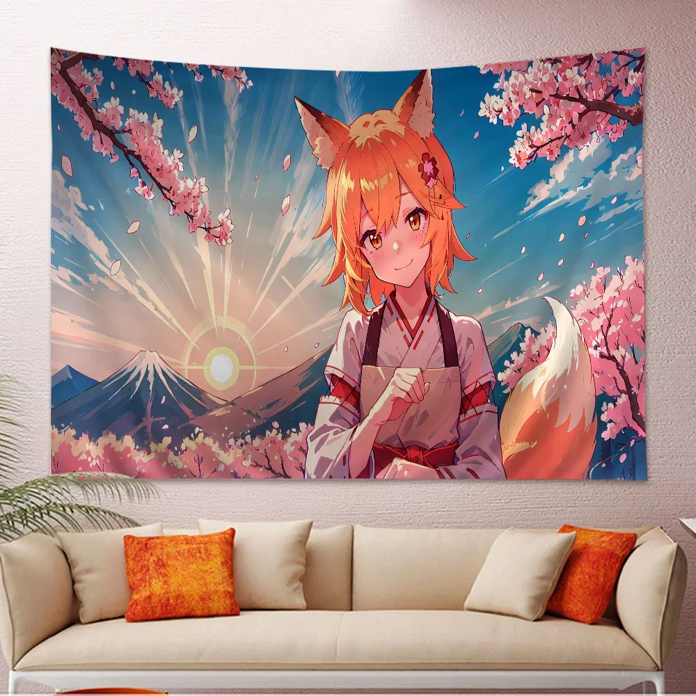 Полезный Лисий Сенко-сан DIY настенный гобелен хиппи цветок настенные ковры Декор