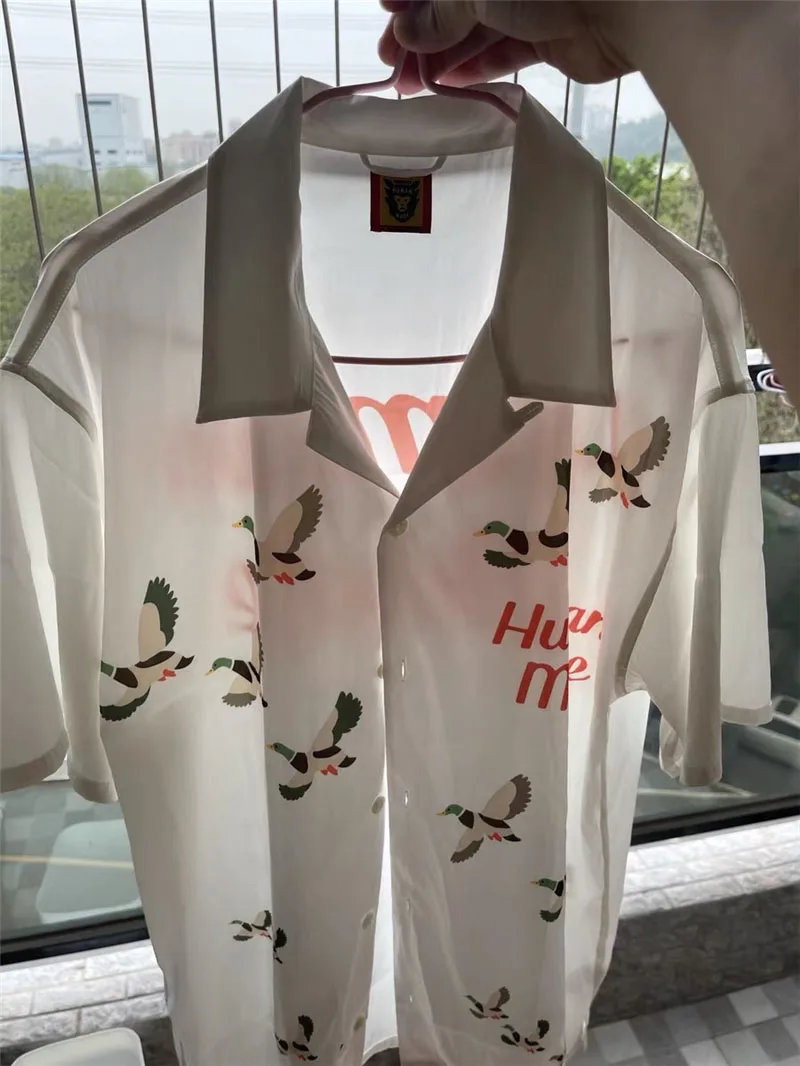 HUMAN MADE Shirt Men Women 1:1 Casual Hawaiian Short Sleeve Shirt HUMAN MADE Flying Duck Shirts