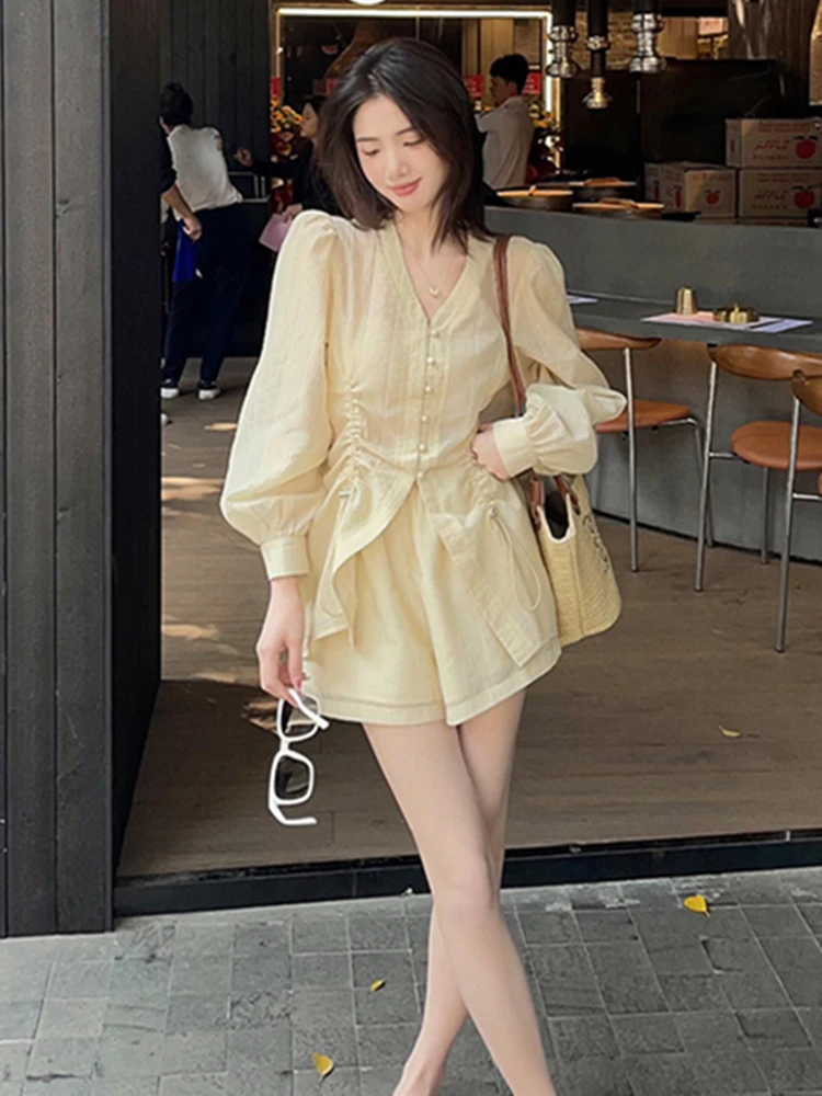 

Women New Tracksuit Spring Summer Two Piece Short Sets Casual Long Sleeve Shirt Pant Suit Female Outfits Wholesale
