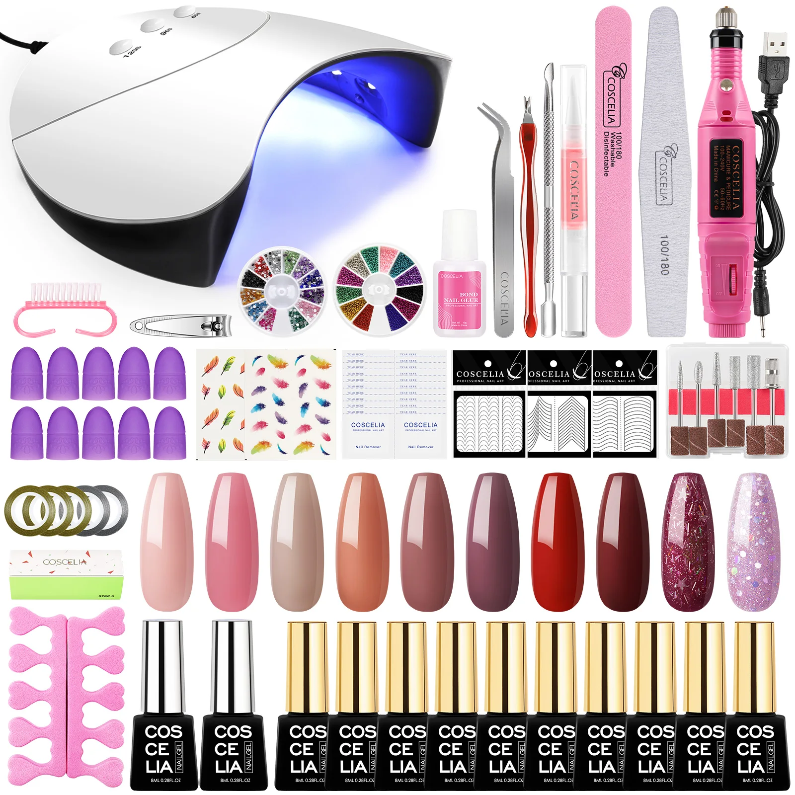 

Набор гель-лаков для ногтей с машинкой для маникюра Набор для маникюра Полупостоянный УФ-лак для ногтей набор гель-лаков верхнее Базовое по...