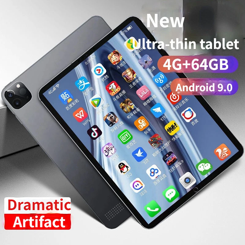 10.1 inch tablet  4G LTE Global Bluetooth Wifi Android 9.0 Octa Core 4GB RAM 64G ROM Dual SIM Card 2.5D Glass Tablet Pc