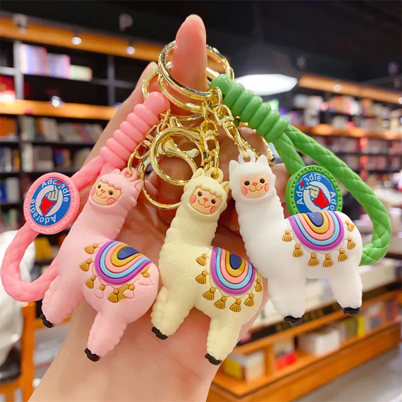 

Lightning Offers Free Shipping Cute Alpaca Key Chain Sculptures & Figurines Home Decoration Kawaii Doll Car Bag Ornaments Gift