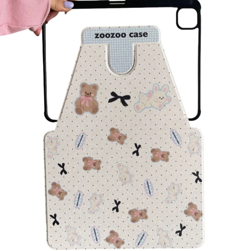 Вращающийся чехол для планшета с бантом маленьким медведем Кроликом умный