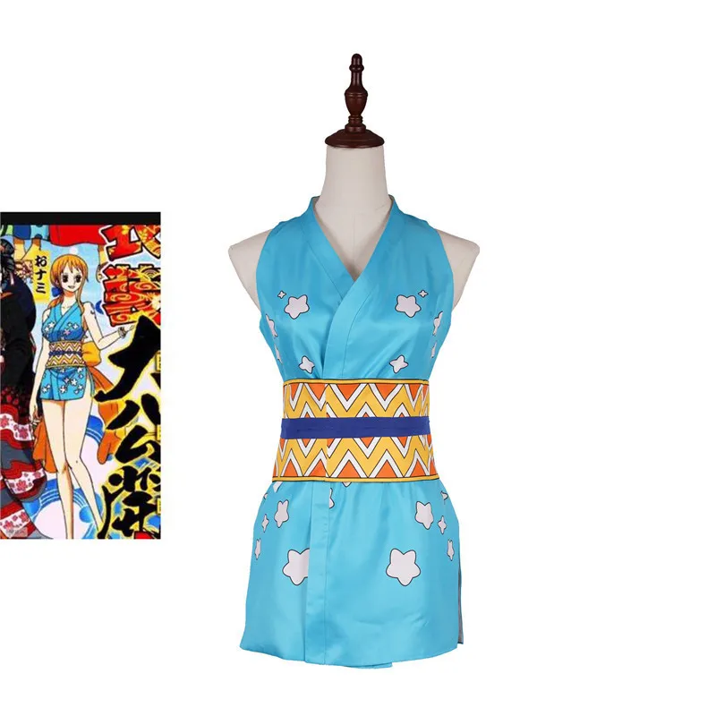 

Anime Cosplay One Piece Nami Cosplay Costumes Sleeveless Clothing Side Slit Miniskirt for Women Fancy Party Dress