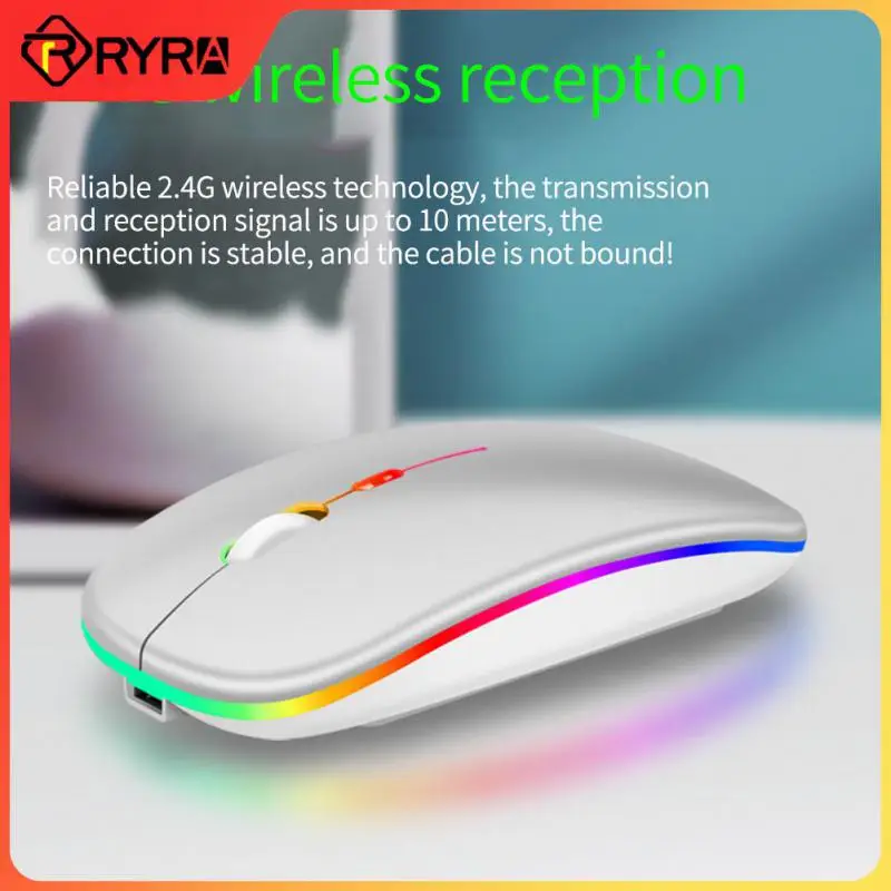 

Светящаяся беспроводная мышь, перезаряжаемая мышь RGB, беспроводная компьютерная Бесшумная мышь, эргономичная игровая мышь для ноутбука и ПК с подсветкой