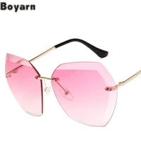 boyarn new large frame cut sunglasses womens fashion rimless ocean film sunglasses street shot glasses uv400
