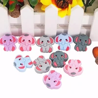 5pcs silicone cartoon animal teether beads diy pacifier chain baby teething beads oral care bpa free chewable toys baby goods