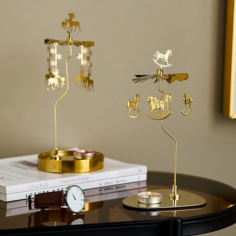 

Design Golden Candle Holder Rotating Pillar Cup Small Candle Holder Metal Nordic Decoracion Para El Hogar Room Decoration