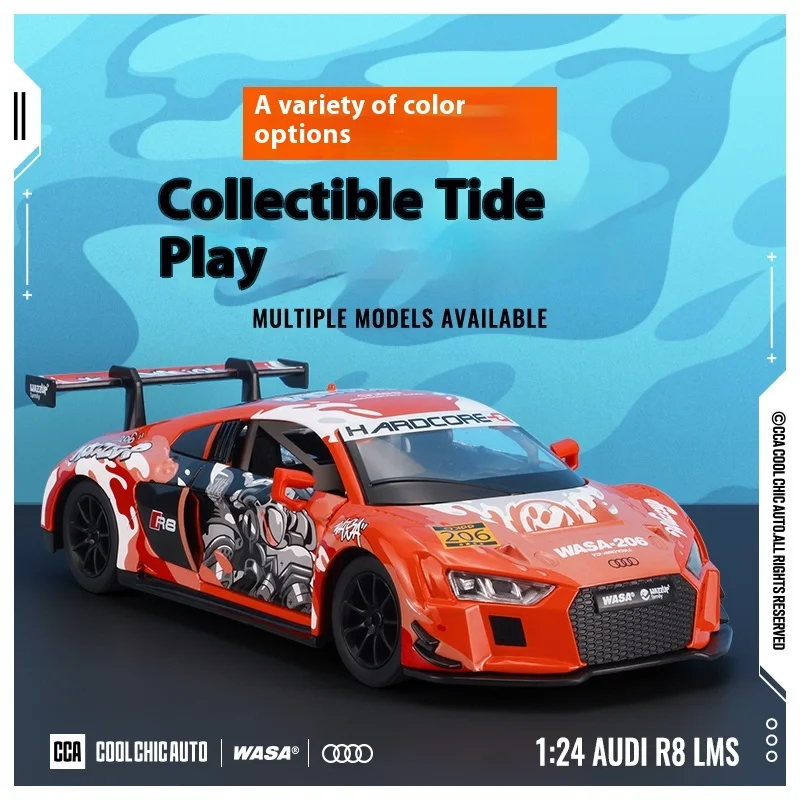 1:24 Audi R8 LMS WASA Joint Style Latte Art Суперкар из сплава металла литая под давлением модель