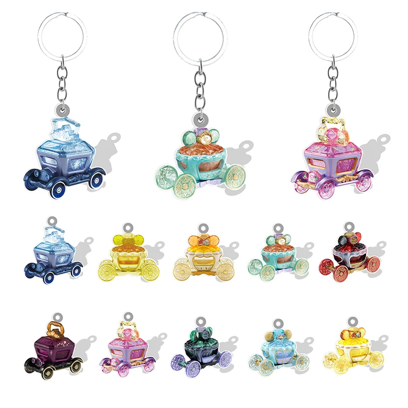 Disney Resin pumpkin coach 2D models Pendants Keychain Car Key Charms Keyring Holders Jewelry DMK57