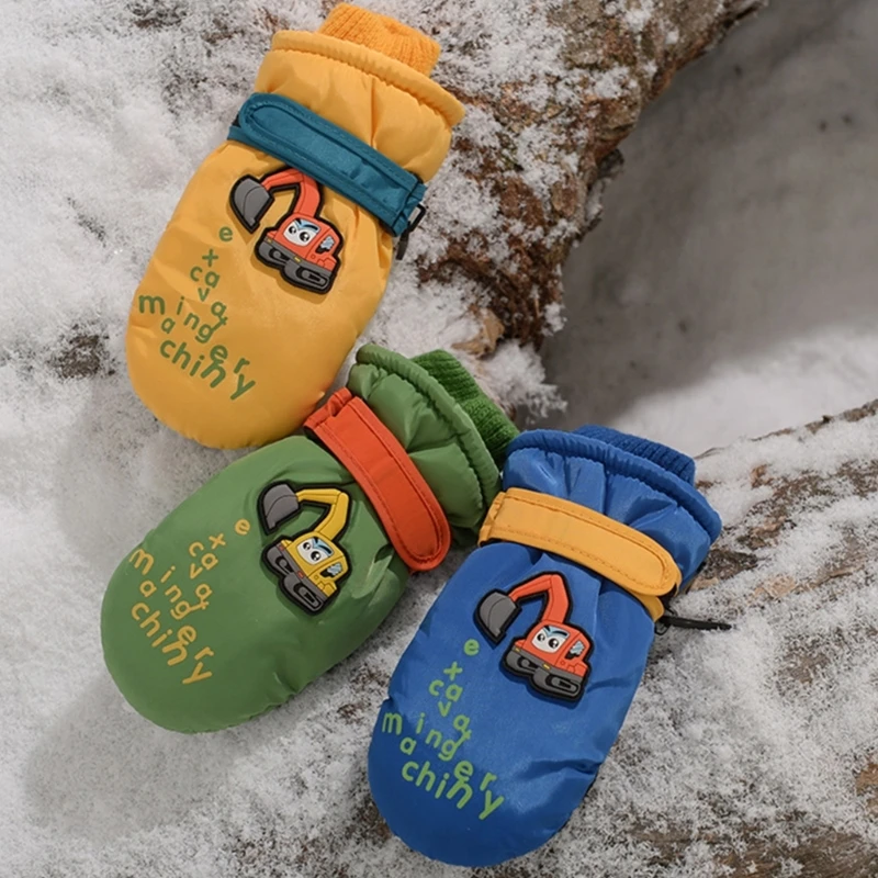 

3-5Y Waterproof Kids Ski Gloves Winter Cycling Gloves Anti-Slip Gloves Warm Thick Fleece Snowboarding Mittens Gloves