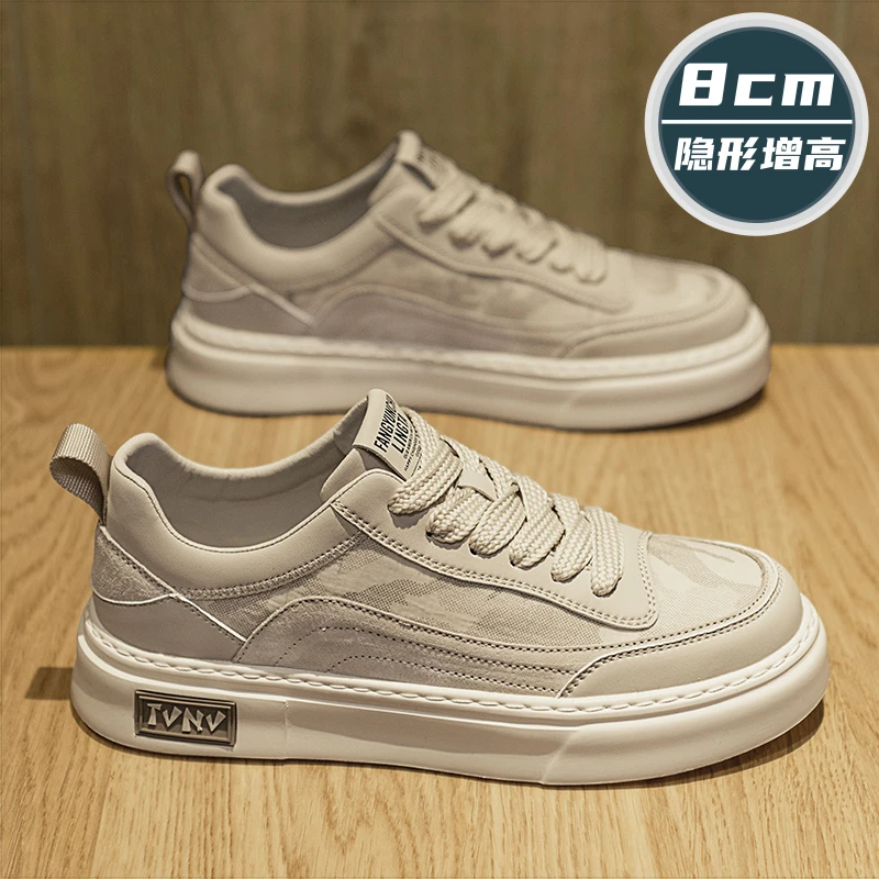 Elevator Invisible 0cm Sneakers Men's Autumn Cloth Breathable 2024 New Sports Casual All-matching Shoes Fashion