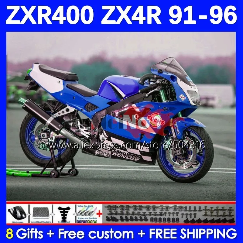 

Body For KAWASAKI NINJA ZXR-400 ZXR 400 ZX4R 113MC.82 ZXR400 91 92 93 94 95 96 1991 1992 1993 1994 1995 1996 Fairing blue glossy