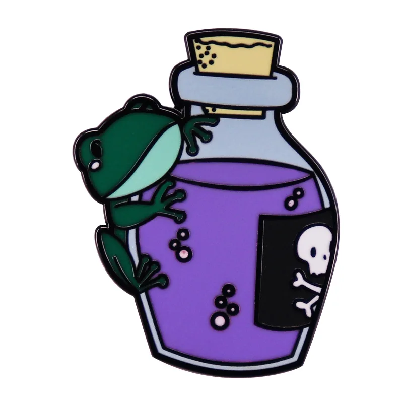 

Gothic Skull Ghost Potion Frog Hard Enamel Pin Cartoon Funny Frogs Animal Metal Brooch Accessories Unique Badge Jewelry Gift