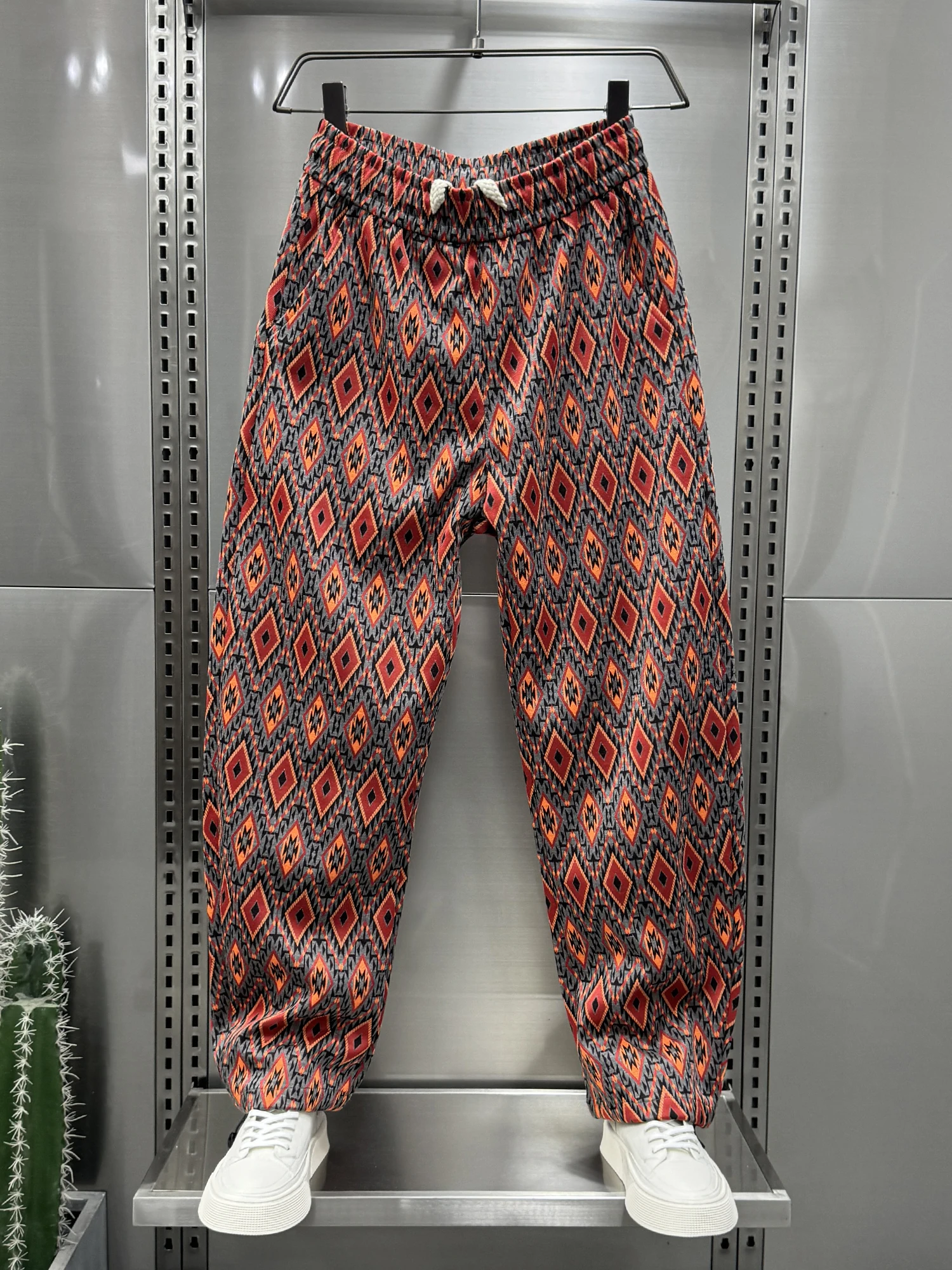 Корейские повседневные брюки с цветочным принтом мужские универсальные