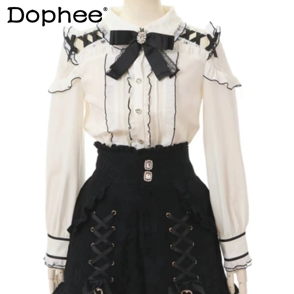 

Блузка женская кружевная с бантом, в японском стиле Лолита