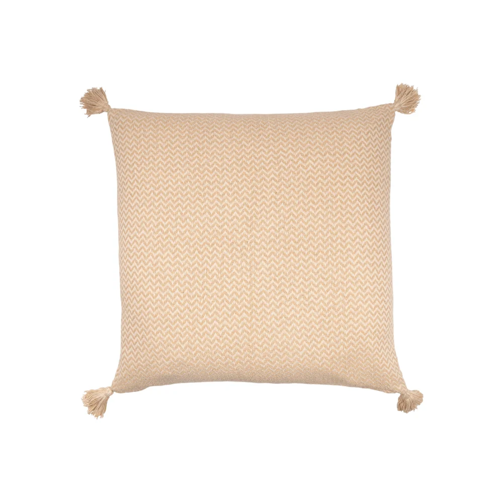 

Ox Bay Beige Chevron Tassel Square Hand-Crafted Reversible Herringbone Floor Pillow, 30'' X 30''