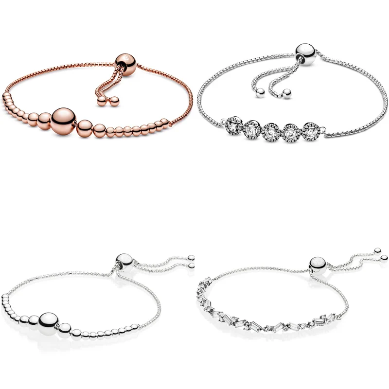 

Круглый блестящий браслет со шнурком из бусин, регулируемый браслет для Европы, очаровательные ювелирные изделия