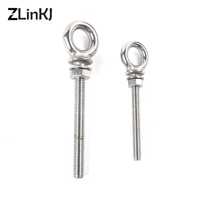 

1Pc M6 M8 Stainless Steel Lifting Eye Bolts Eye Bolts with Nuts & Washers Set Round Ring Hook Bolt Screw Fasteners Tools