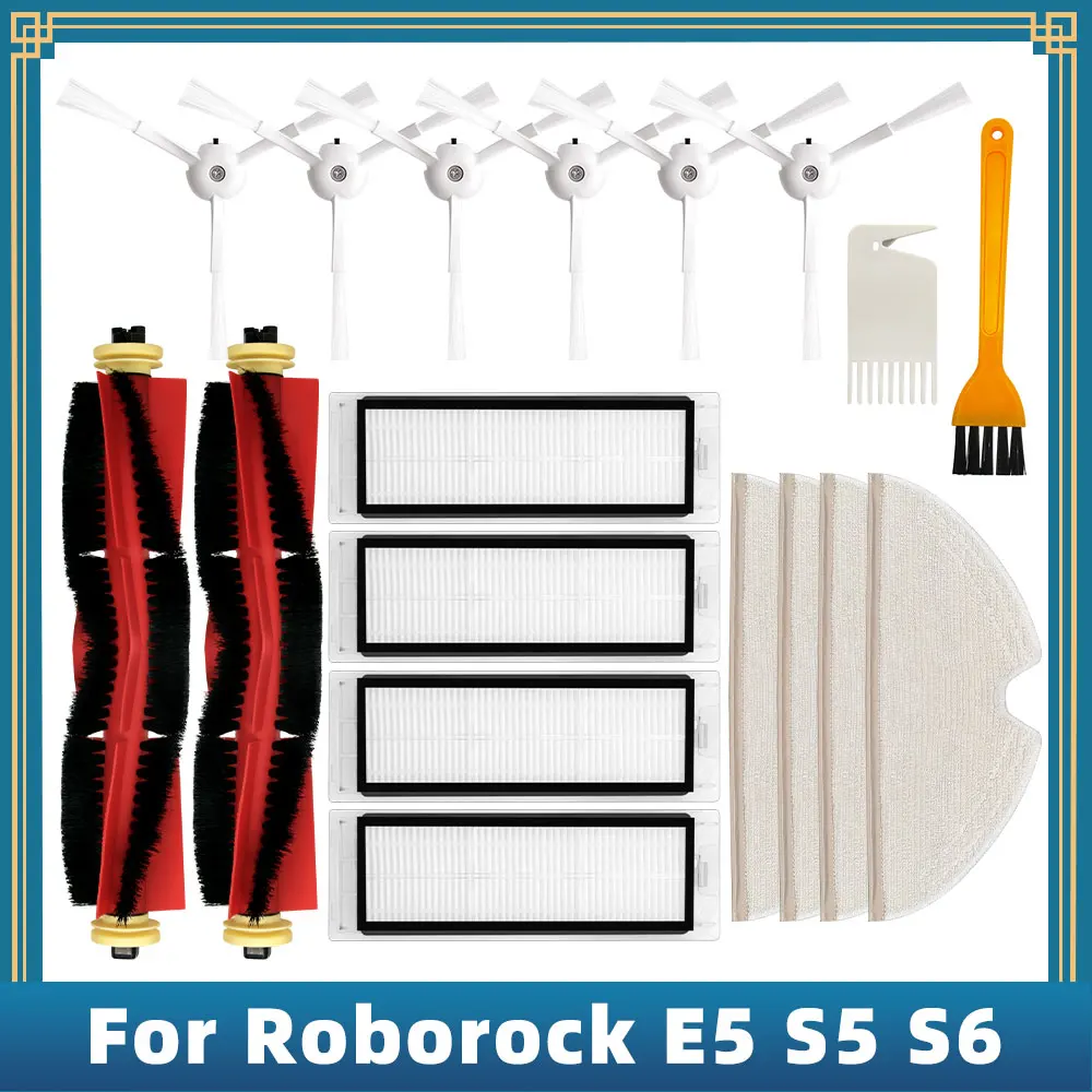

Запасные части для робота-пылесоса Xiaomi Roborock E5, S5, S6, аксессуары, основная боковая щетка, Hepa фильтр, Швабра, тряпка