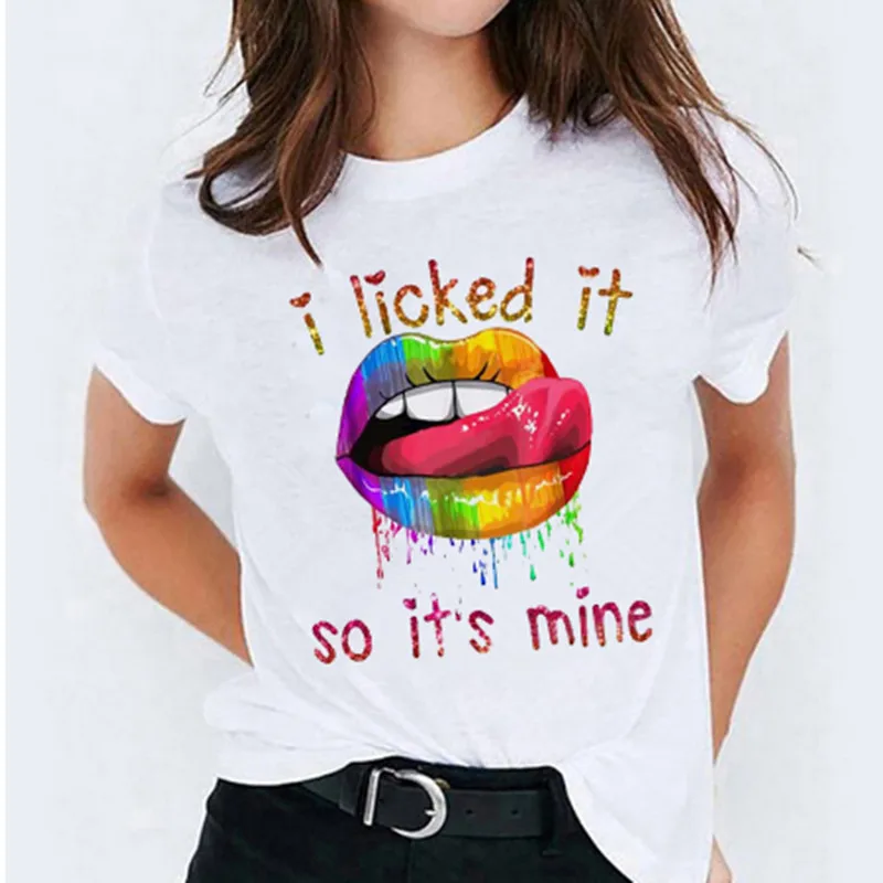 

Letters Lips Print Oversized T-shirt 2021 New Women T-shirts Summer Casual Tee Harajuku Tops Short Sleeve T Shirt Female clothes