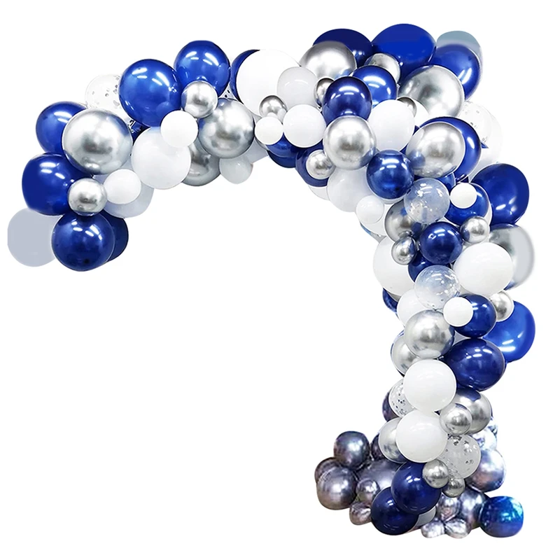 

122 шт., набор синих, серебряных и белых шаров различных размеров, как показано для праздничного украшения