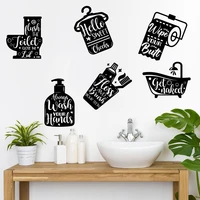6 pieces bathroom funny sayings wall sticker bath toilet rules wall decal laundry room shower room home decoration