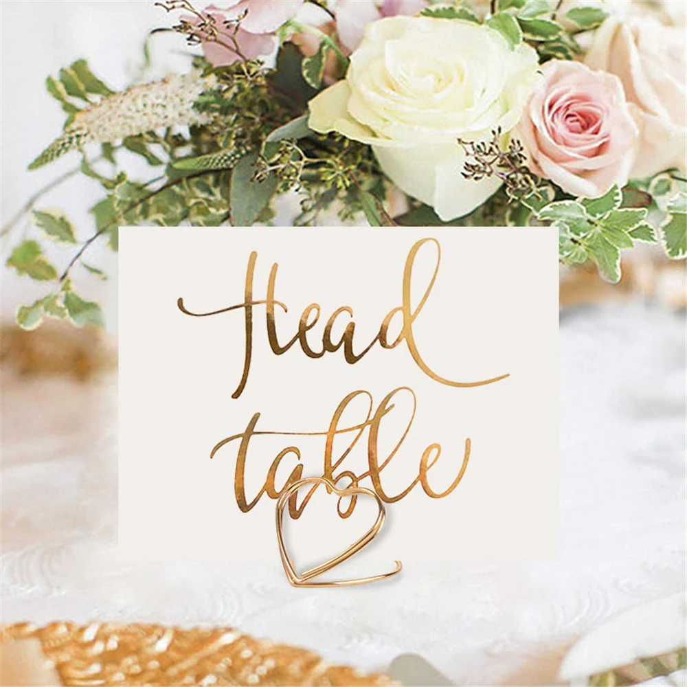 

30pcs Heart Shape Metal Photo Clip Stands Wedding Table Number Name Place Card Holder for Birthday Party Decor Home Message Sign