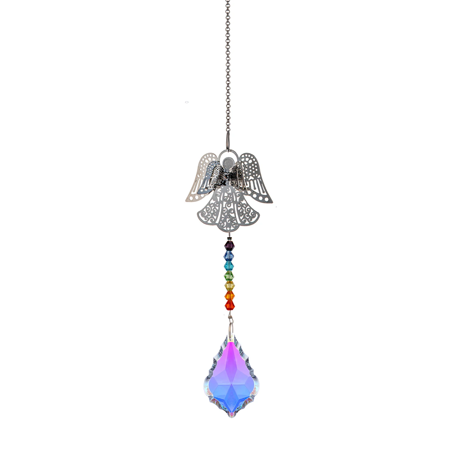 Crystal Guardian Angel Rainbow Crystal Chakra Beads With Metal Angel Guardian Angel Car Charms As Home/Car Decoration & Porch
