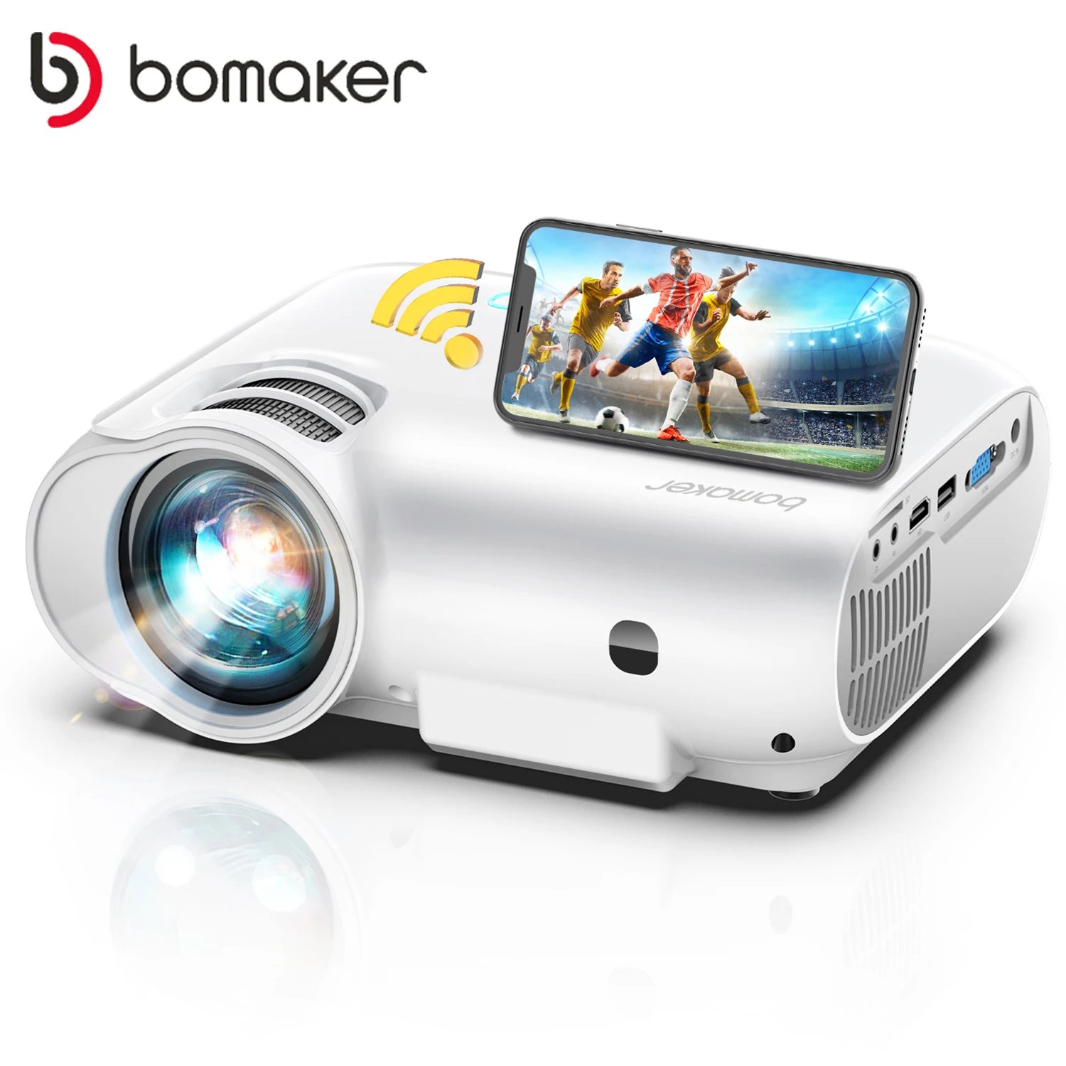 

BOMAKER 5G WiFi Projector Full HD Support 1080P Portable Mini Proyector Home Theater Smart Video Beamer