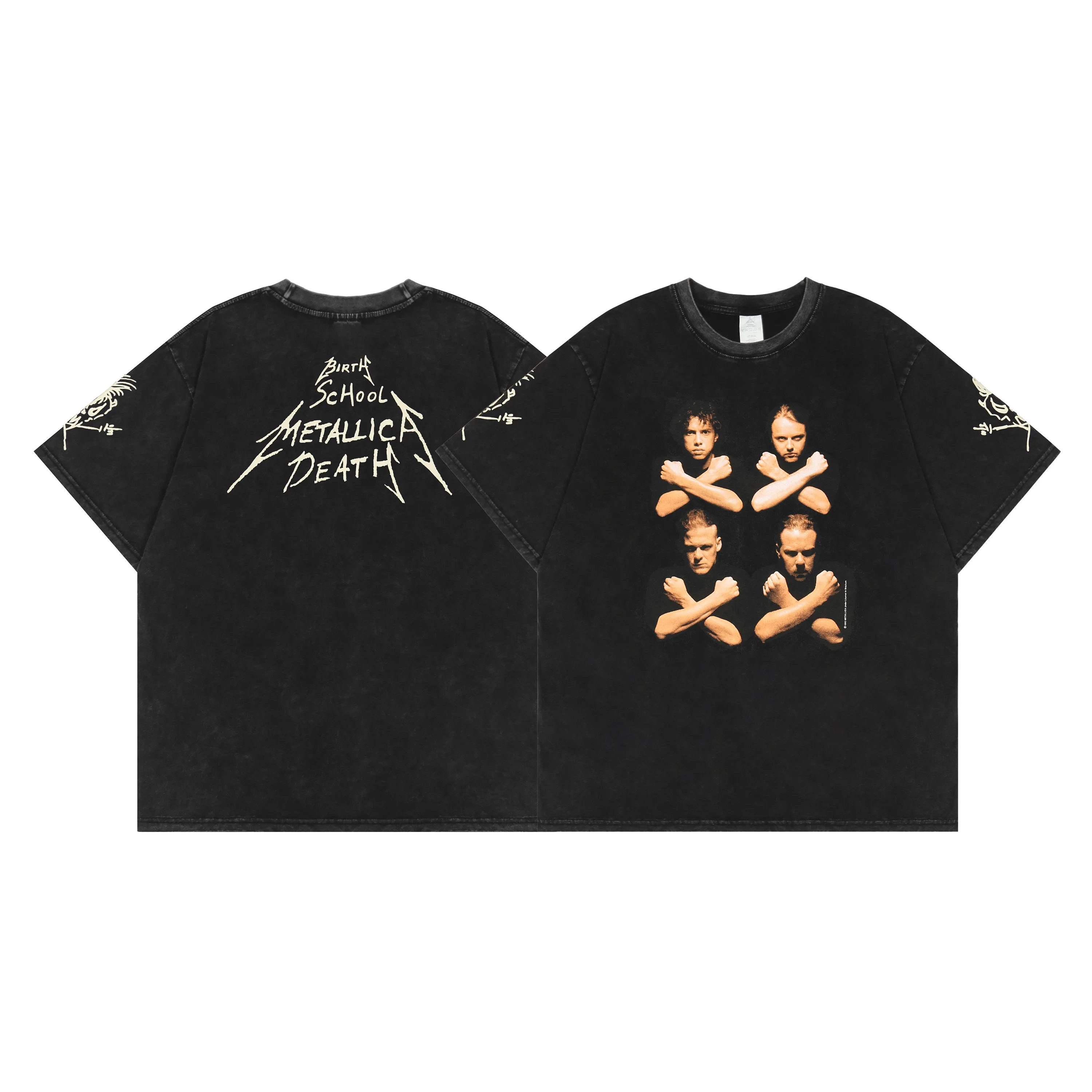 

Aerian sept SS22 Metallica band print washed to make old heavy men and women short-sleeved T-shirt