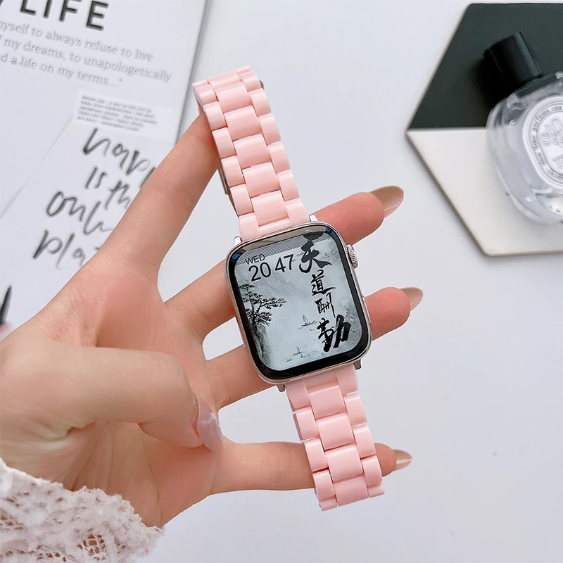 Resin Watch Strap For Apple Watch Bracelet Series 8 49mm 7 6 5 4 42mm 38mm Correa Candy For iwatch band 3 2 44mm 40mm 41MM 45MM