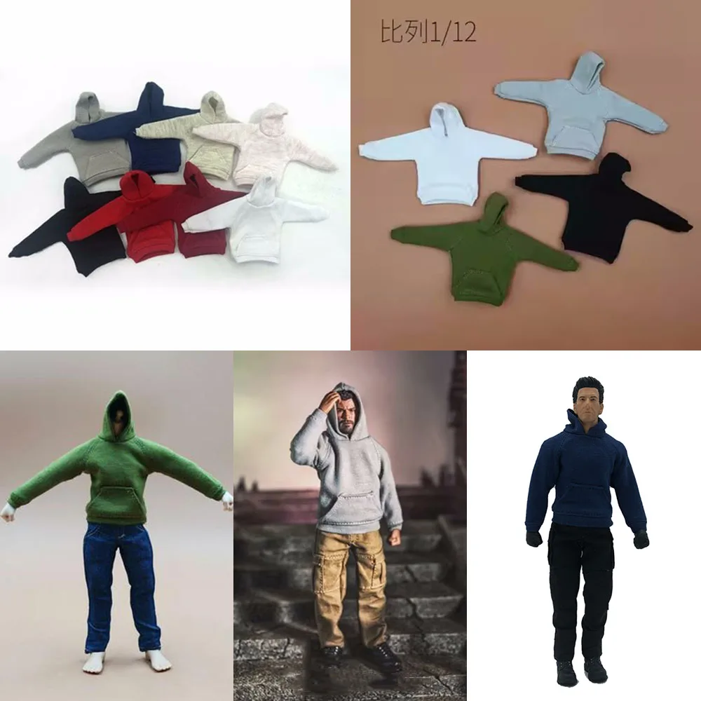 

1/12 Scale Trendy Male Hoodies Street Casual Long Sleeve T-shirt Sweatshirt Outfits for 6 inches Mezco Tbleague Action Figures
