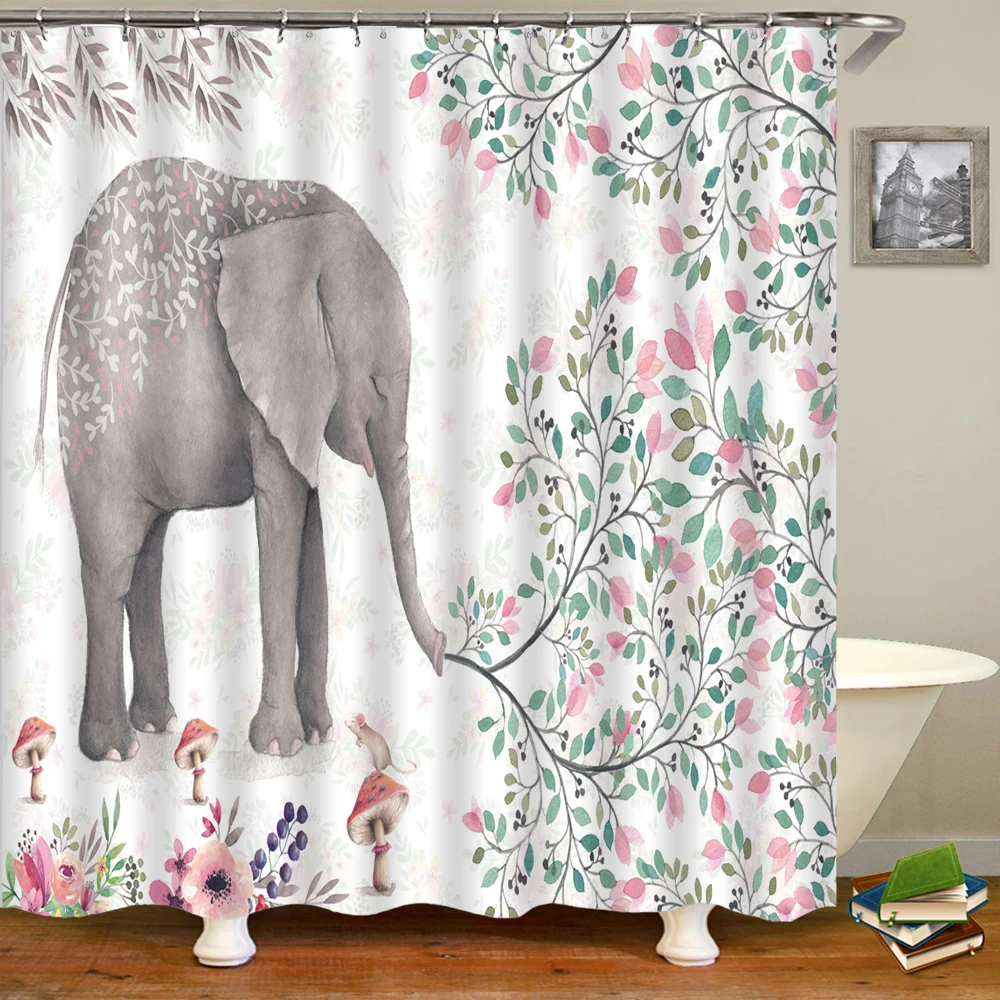 

Waterproof Bath Curtain 3d Printing Flowers Bathroom Shower Curtains with 12 Hooks Waterproof Bathroom Curtains Home Decor