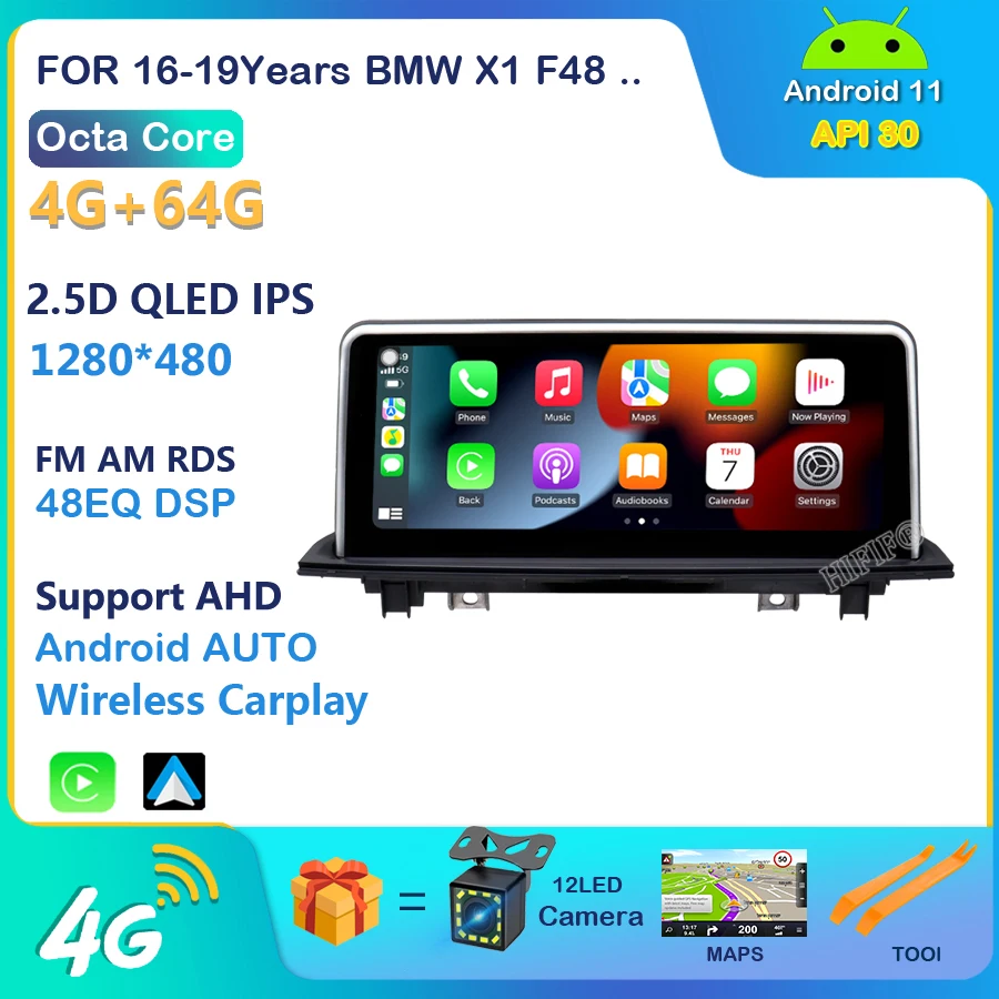 Автомобильный радиоприемник, 10,25 дюйма, HD, 8 ядер, Android 11, Apple Carplay, для 16-19 лет, BMW X1 F48, Автомобильный плеер, мультимедийная система, GPS-навигация, заводская цена