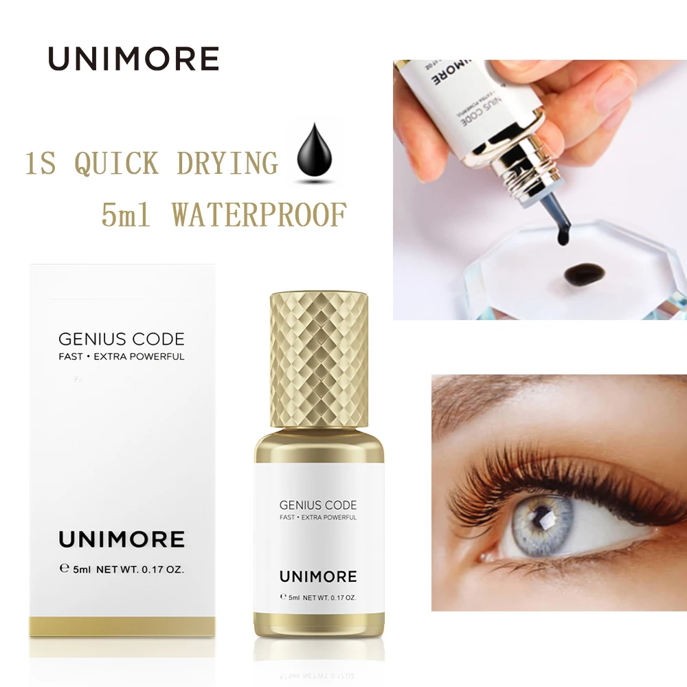 Unimore 5ml Lash Extension Gule Waterproof 1S Fast Dry Glue for Professional Eyelash Extension Lashes Supplies Eyelash Adhesive