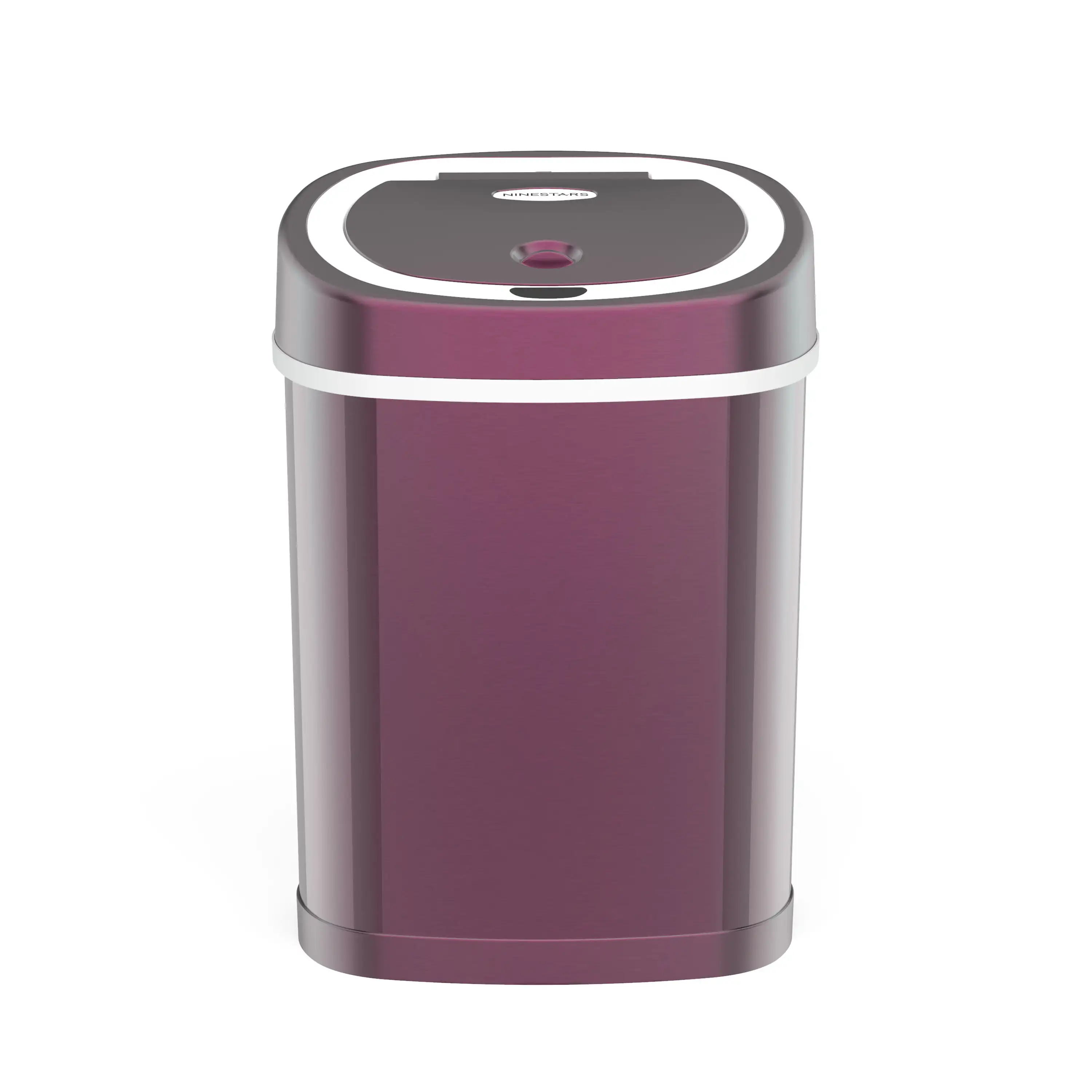 

Nine Stars 4 Gallon Trash Can, Touchless Oval Office Trash Can, Burgundy Stainless Steel