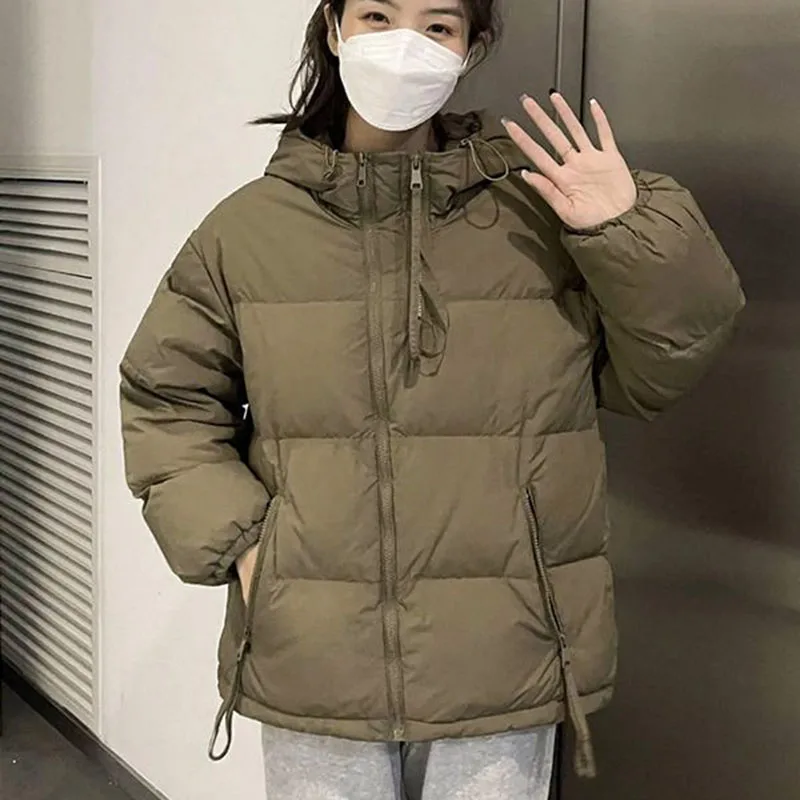 2025Зимняя толстая теплая куртка-парка для женщин водолазка в корейском стиле